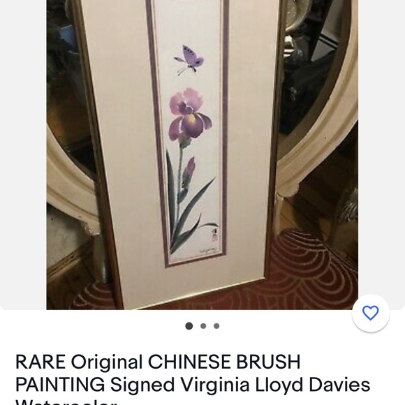 RARE Original CHINESE BRUSH PAINTING Signed Virginia Lloyd Davies Watercolor - Picture 10 of 11
